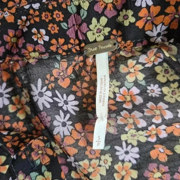 Free people Bonnie shirt dress floral orange button mini dress sz Small - Picture 7 of 11